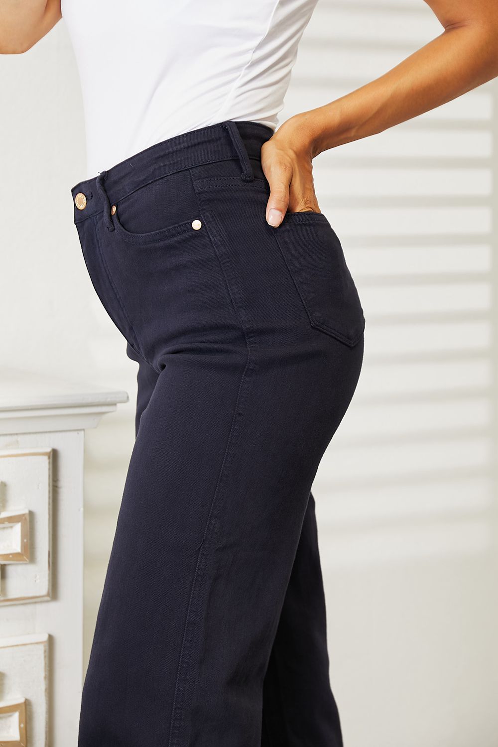 Judy Blue Hailey Tummy Control Cropped Wide Leg Jeans