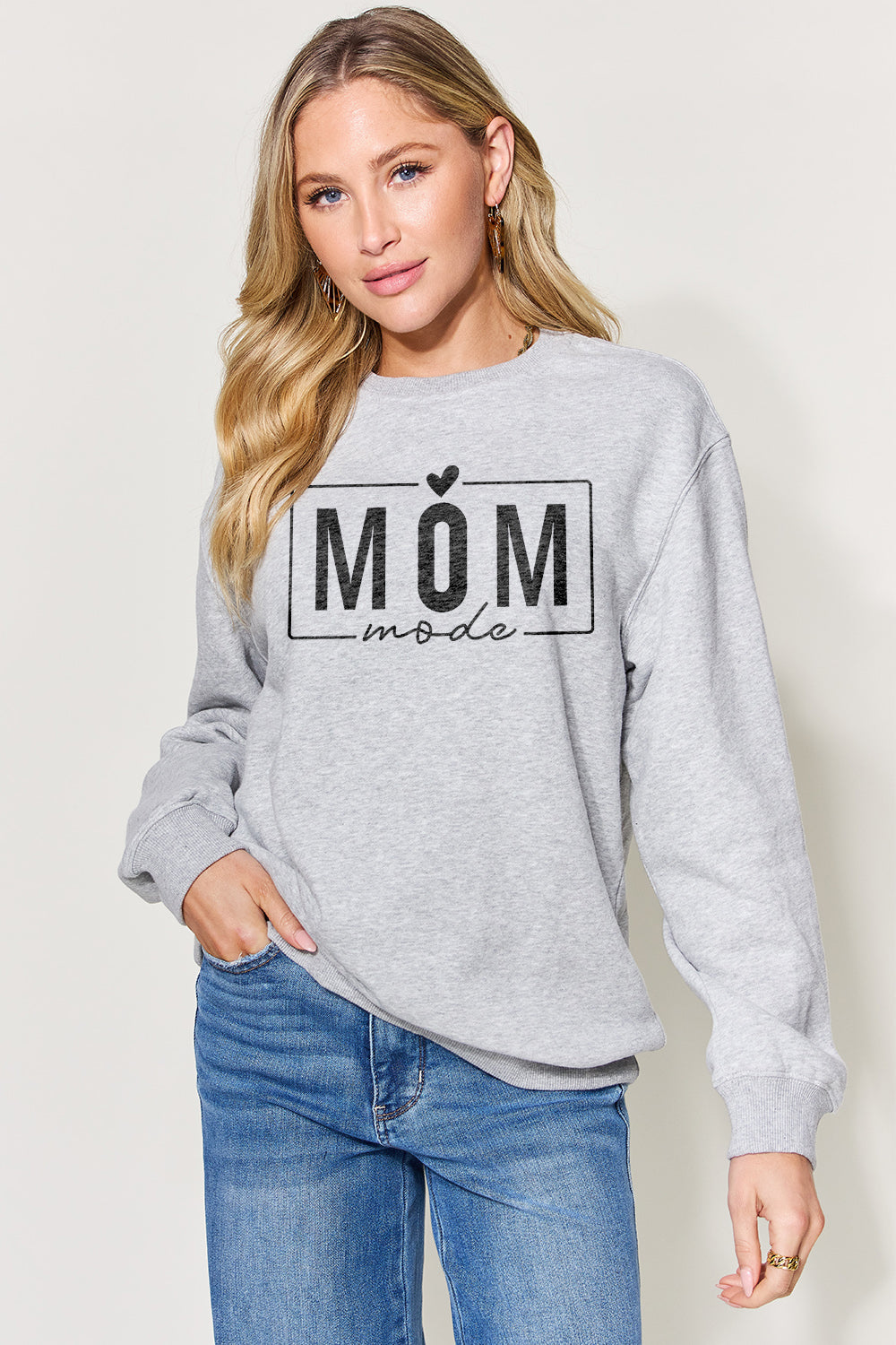 Mom Mode Letter Graphic Long Sleeve Sweatshirt