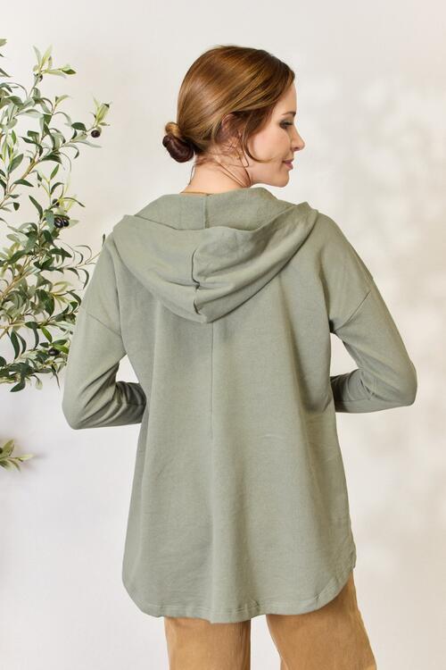Fade Olive Half Button Long Sleeve Hoodie