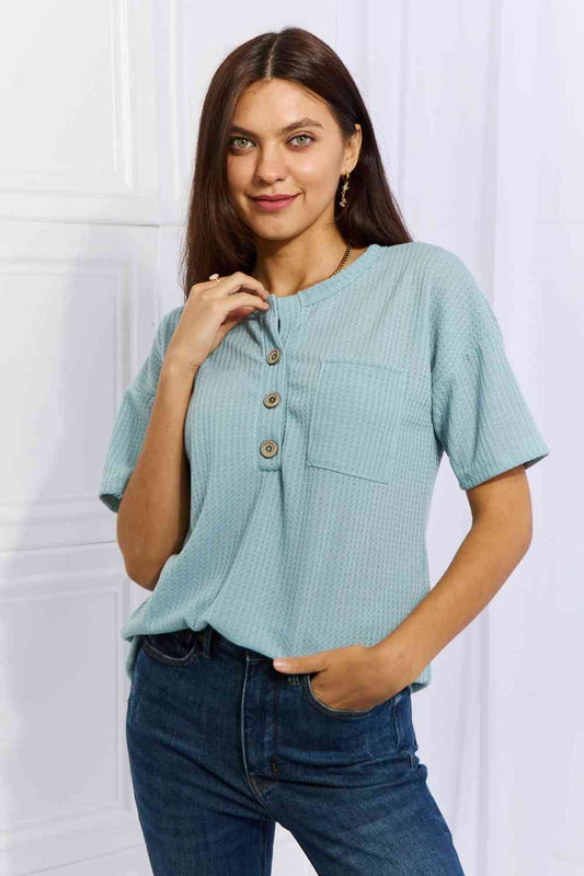 Button Down Waffle Top