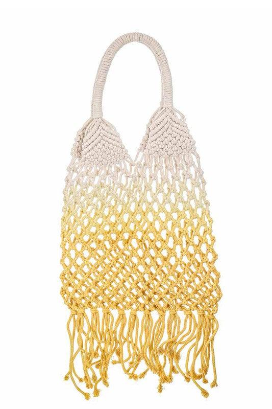 Mermaid Dip Dye Fringe Knit Bag - Lavender Latte Boutique