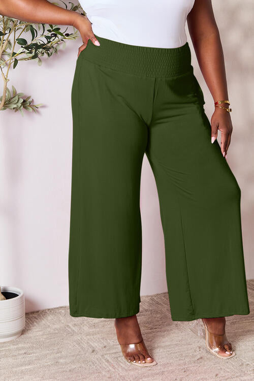 Wide Leg Linen Pants -Olive | hotRAGS.com