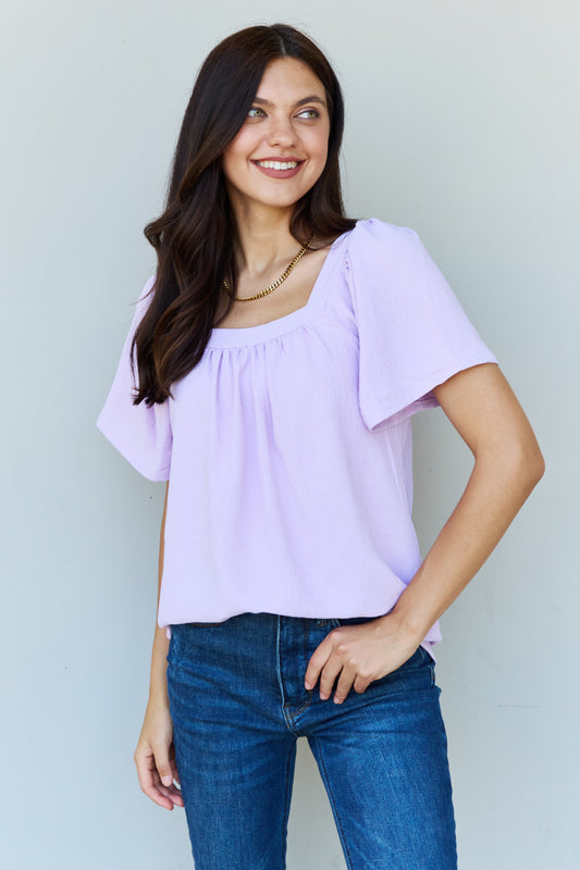 Square Neck Short Sleeve Blouse