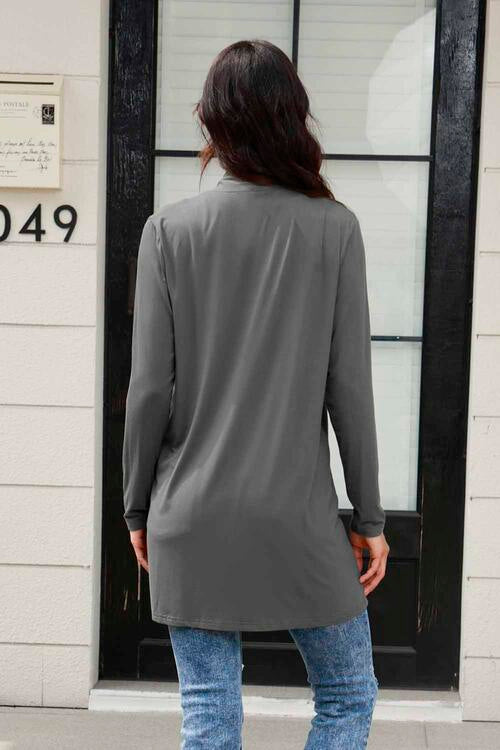 Open Front Long Sleeve Cardigan with Pockets