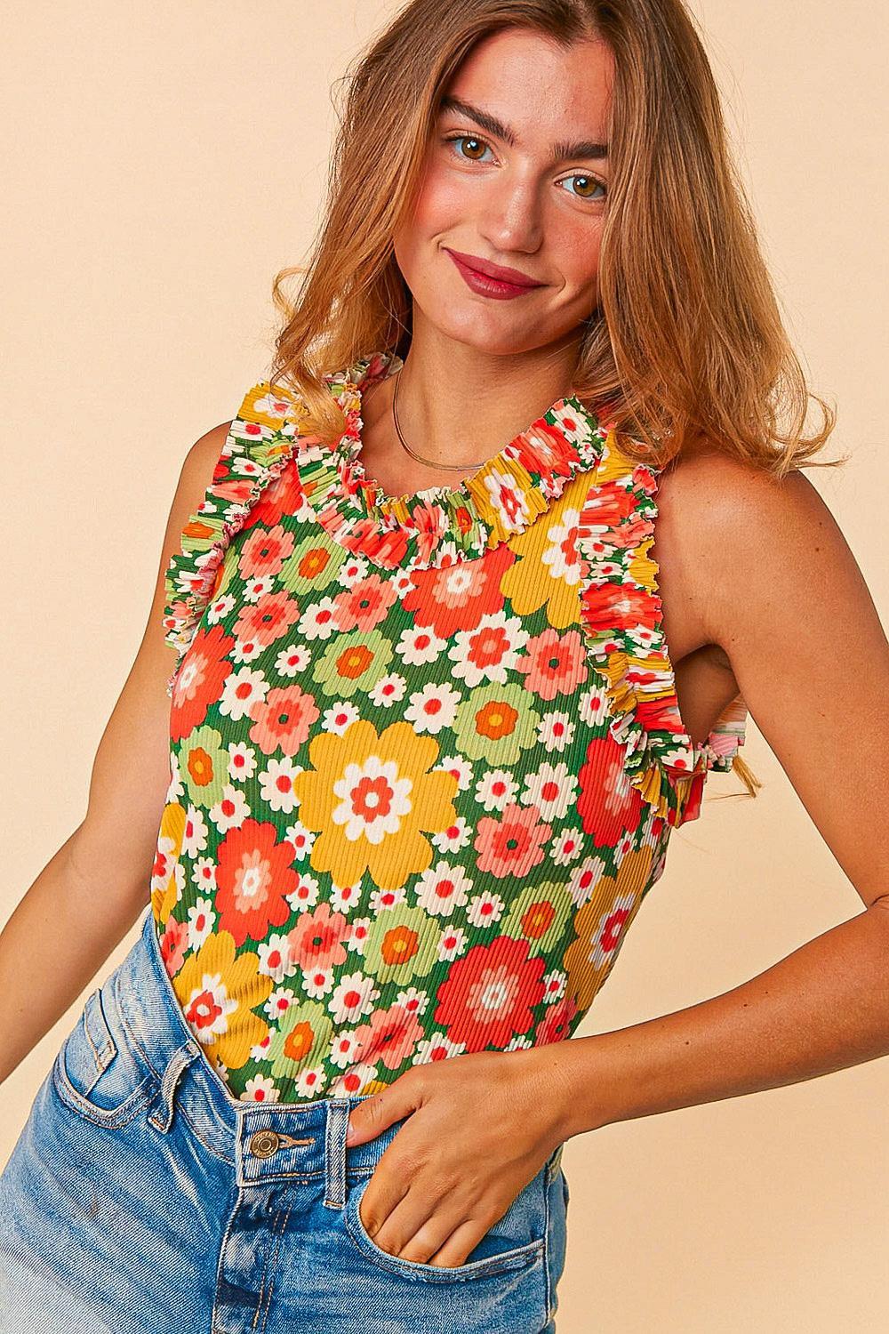 Yellow floral clearance tank top