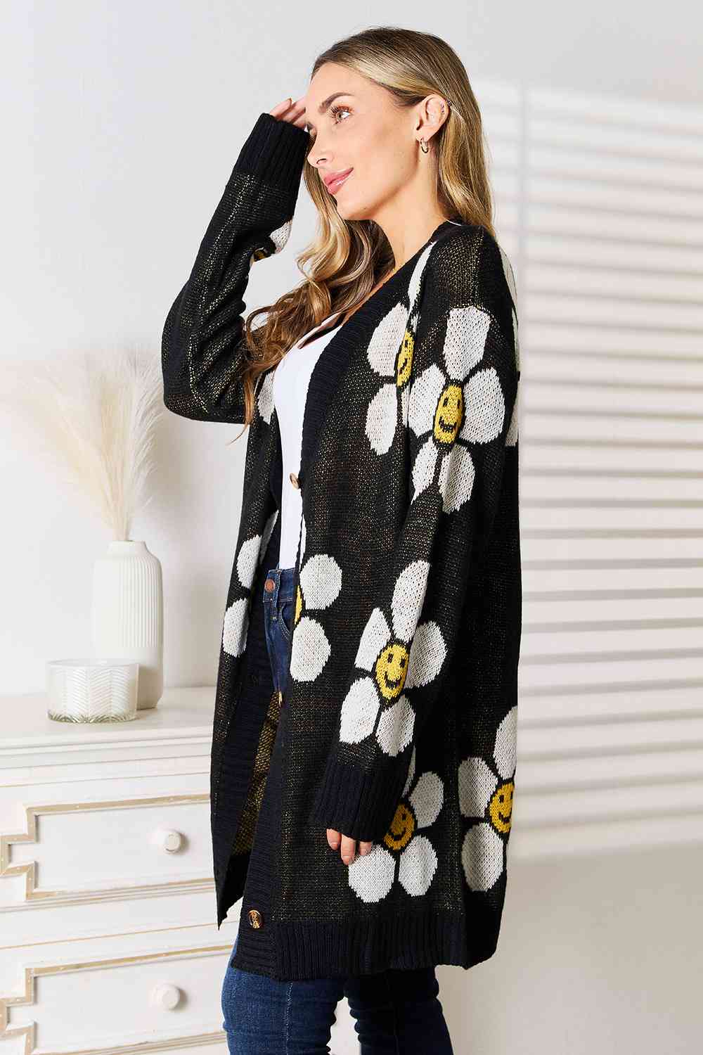 Abstract Floral Cardigan in Sweaters