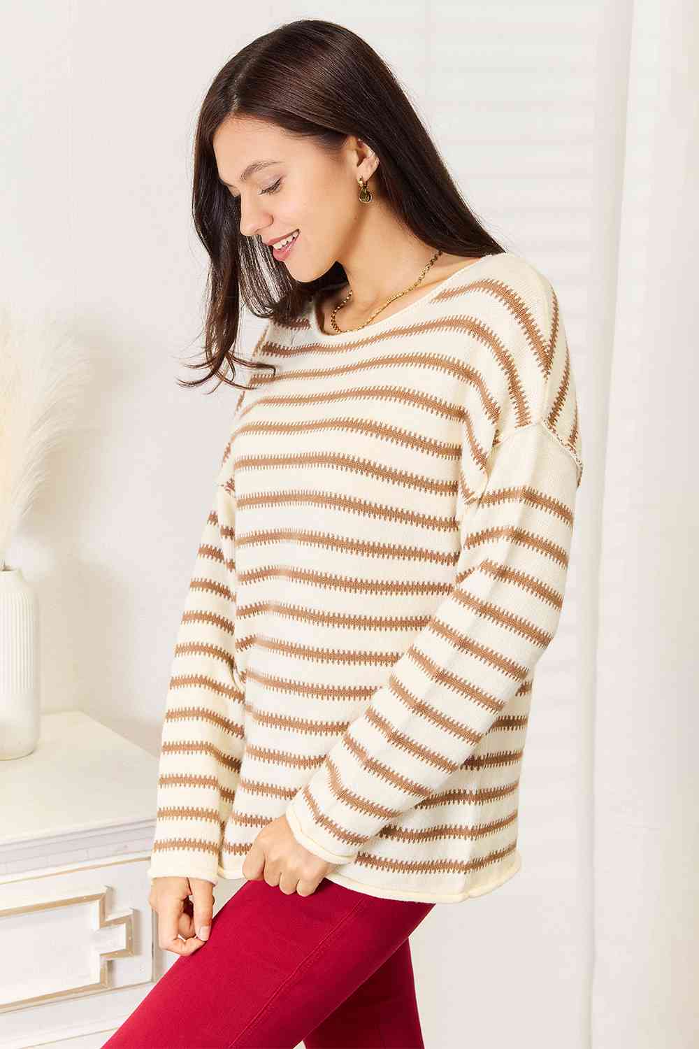 Striped Boat Neck Sweater