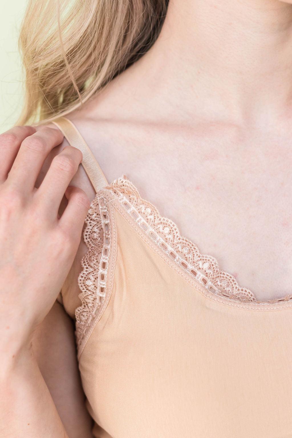 Lace Built In Bra Padded Cami Tank - Nude - Lavender Latte Boutique