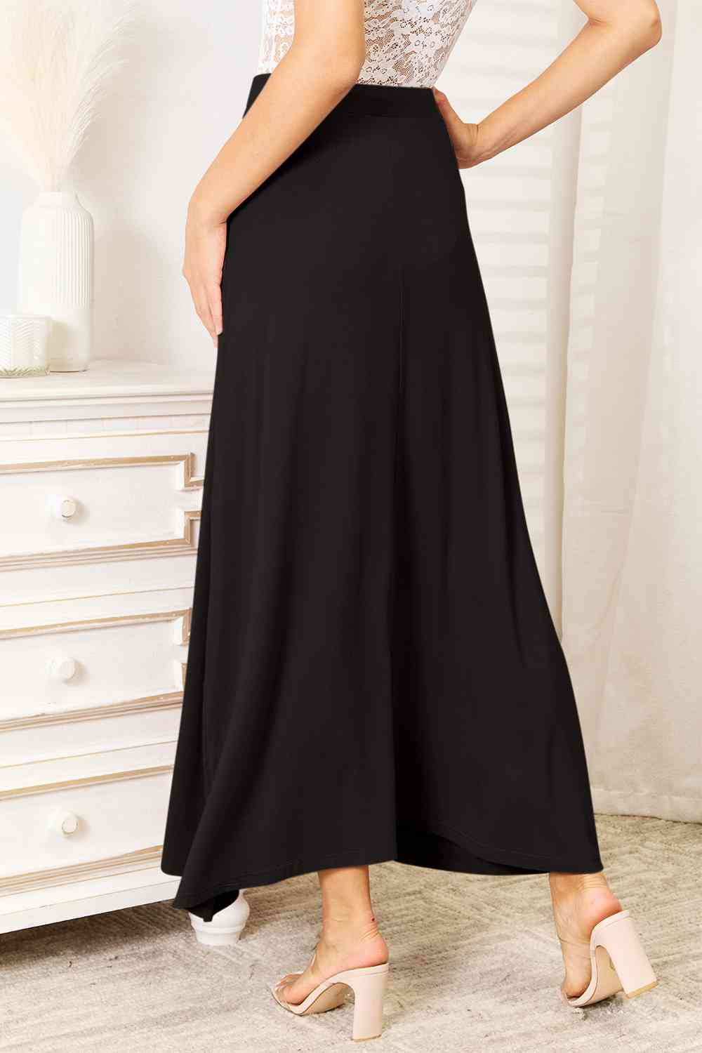 Black rayon 2024 maxi skirt