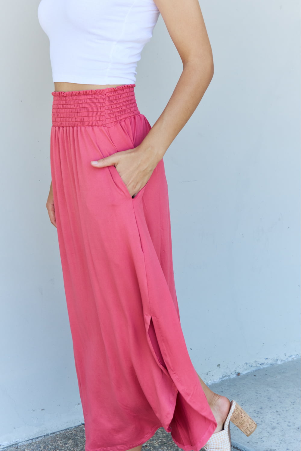 Hot pink high waisted hotsell maxi skirt