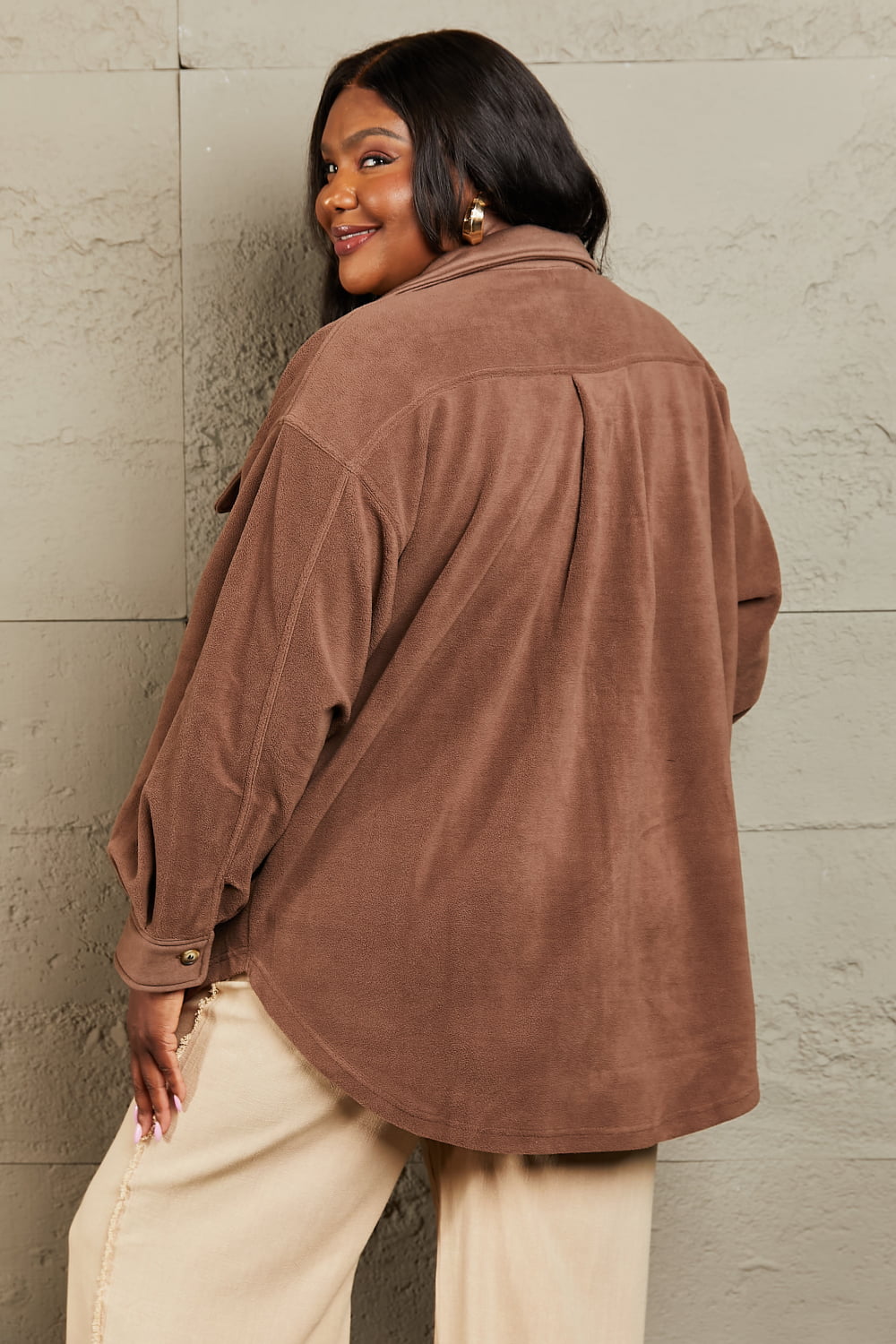 Coffee Brown Button Down Shacket